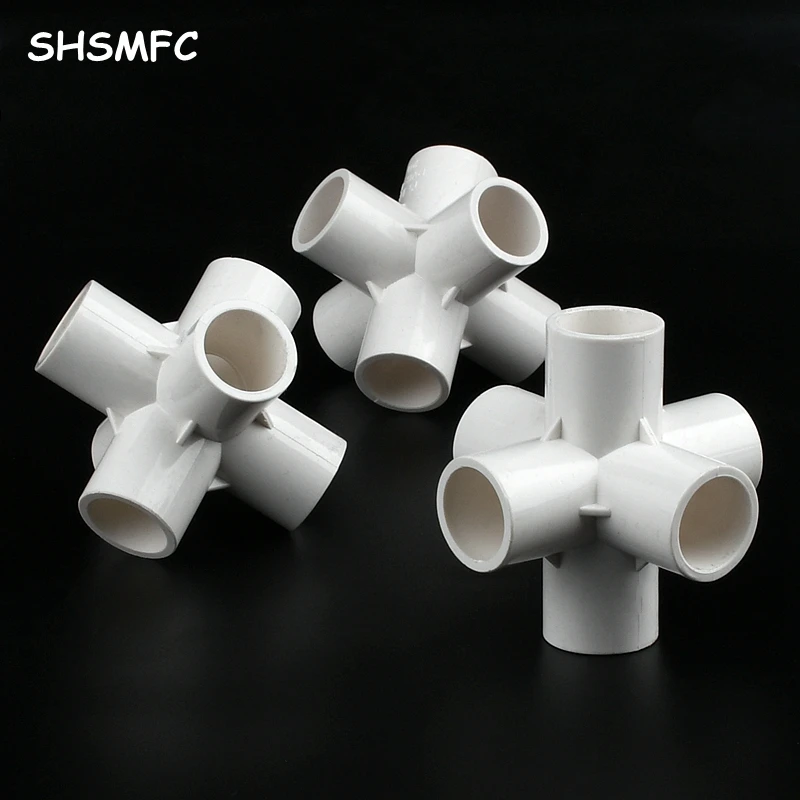 

2-15Pcs 20/25/32/50mm White PVC Six-dimensional Connectors Garden Irrigation Water Pipe Joints Aquarium 6-Ways Adapter