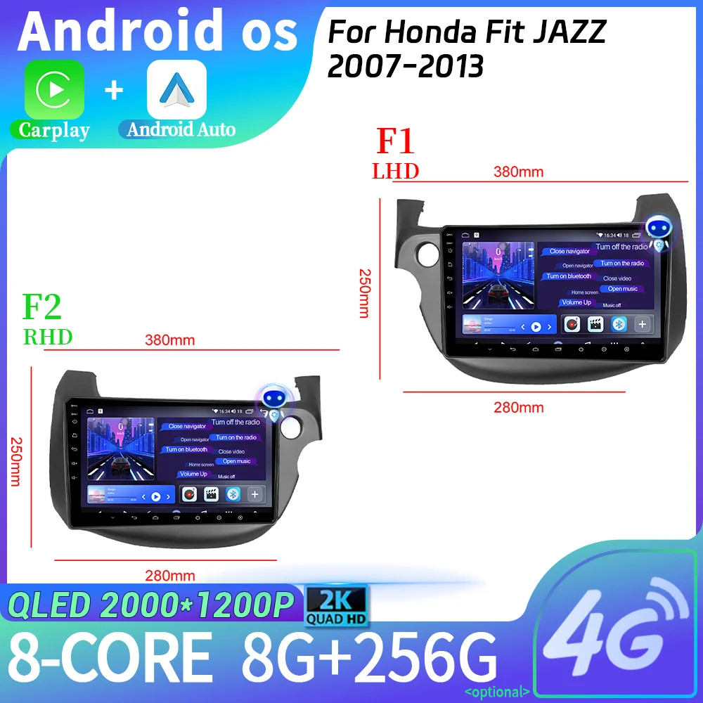 

Car Radio Multimedia Navigation Android 14 Stereo Head Unit Screen For Honda Fit JAZZ 2007-2013