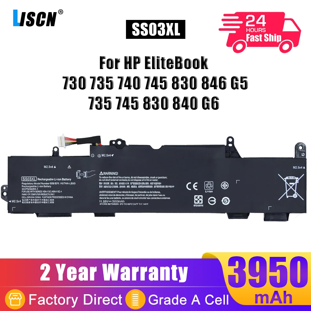 LISCN SS03XL Laptop Battery For HP EliteBook 735 745 830 840 G5 G6 846 730 740 G5 ZBook 14u G5 G6 HSN-I12C HSN-I13C-4 HSN-I13C-5