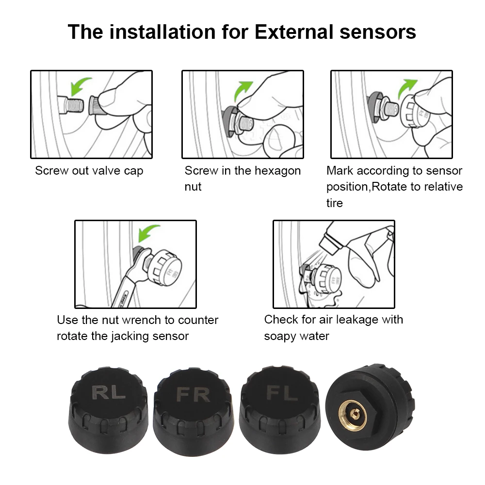 Spare Tyre Internal External Sensor USB TPMS for Car Radio DVD Player Tire Pressure Monitoring System Android TPMS