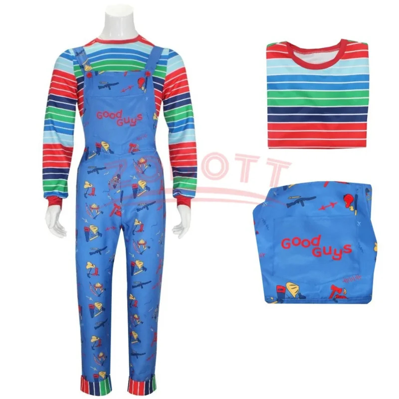 جديد 2025 الكبار تأثيري فيلم تشاكي زي قميص السراويل دعوى هالوين كرنفال حفلة الرعب الملابس ل M ★ ★ ★   جيه.