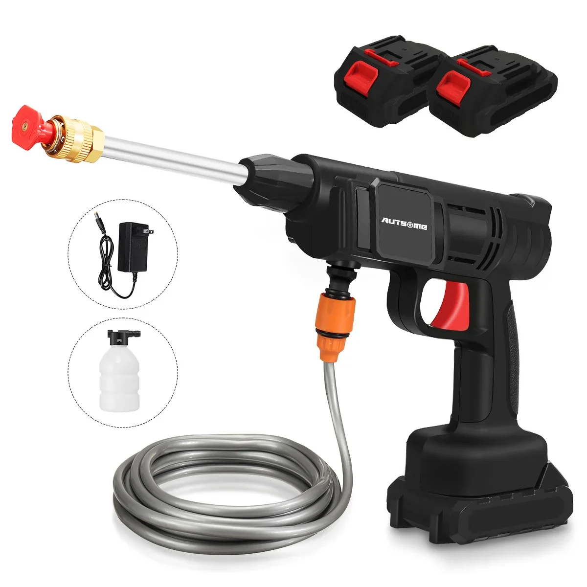 for 60Bar 300W Wireless High Pressure Car Wash Washer Gun 20000mah Foam Generator Water Gun Spray Cleaner With 2Pcs Battery