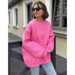 2024 Oversized Hoodies & Sweatshirts For Women Autumn Winter Thick Warm Fleece Sweatshirt Girls Streetwear Loose Pullovers