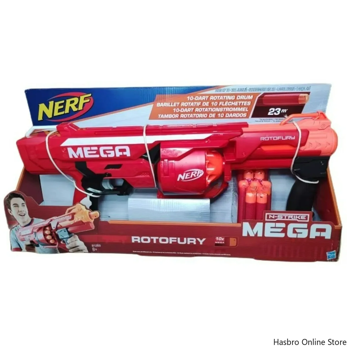 Hasbro NERF N-Strike Mega Series RotoFury Blaster with  10 Mega Whistler Darts
