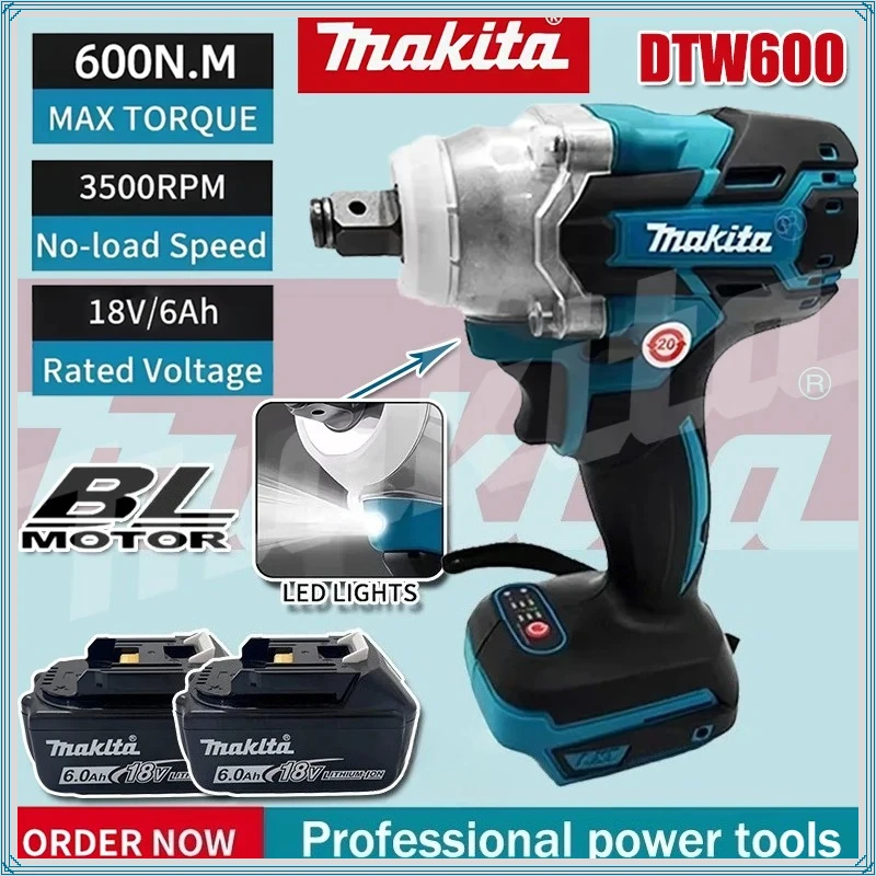 

Аккумуляторный ударный гайковерт Makita DTW600 с высоким крутящим моментом, бесщеточный, для авторемонта, электроинструмент