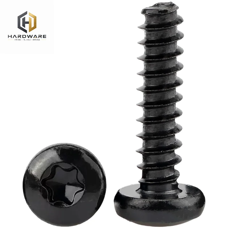 50pcs Hardened carbon steel black PB cross head Torx flat tail self-tapping screw M2/M3