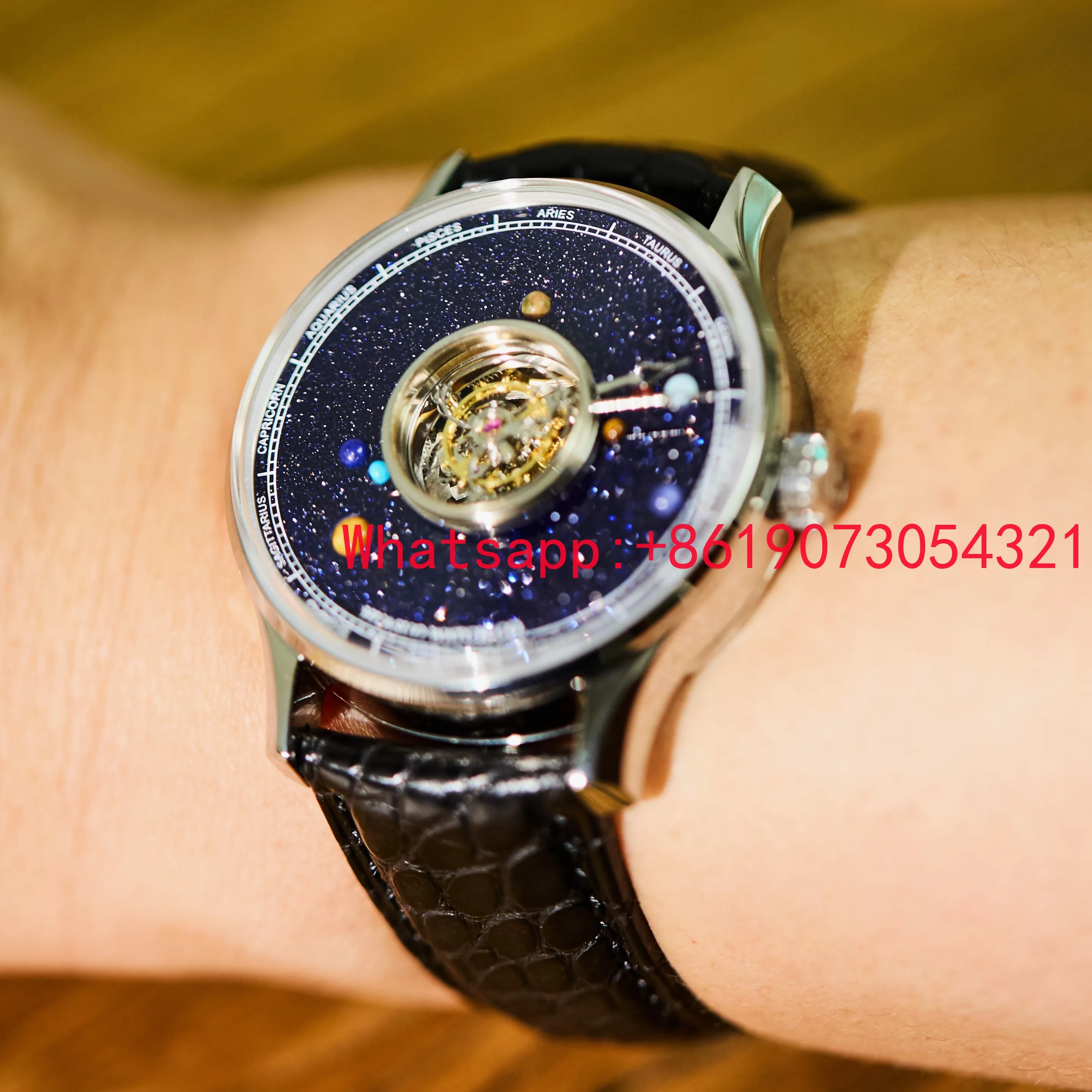 

Часы с турбийоном из титана и центра, изготовленные на заказ, часы с турбийоном с натуральным драгоценным камнем и центральным турбийоном