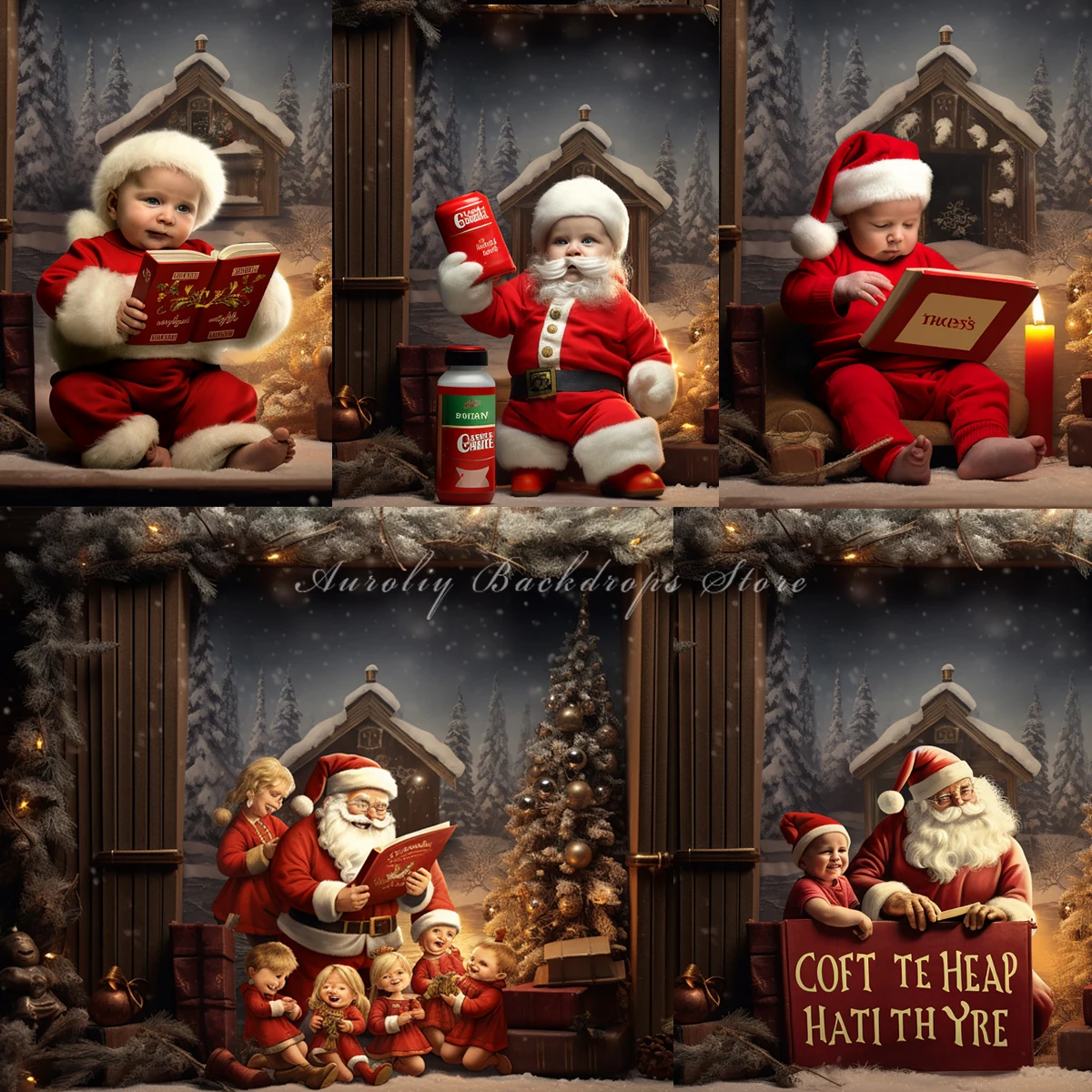 

Ферма, снежная ночь, рождественский фон для детей, детская фотосессия, декор для фотосъемки для детей и взрослых, книги со свечами, рождественский венок, фоны