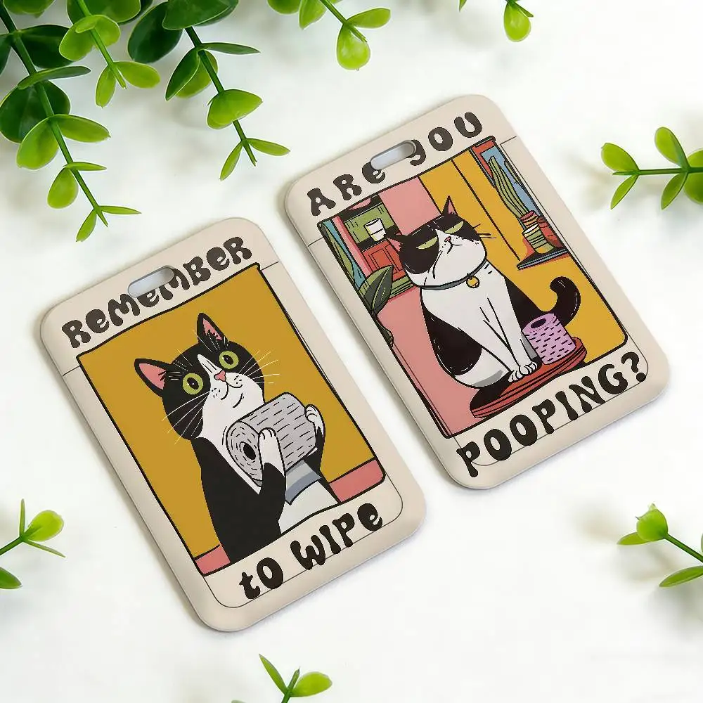 Funny Retro Kitchen cat Holder Stitch Card Holders Student Campus Lanyard Cards Holder Neck Straps for Kids Gift
