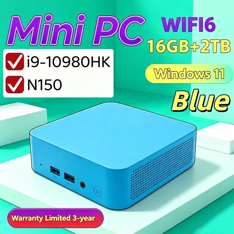 Intel Core N150/I9‑10980HK Ultra Compact Mini PC 16GB RAM 2TB SSD Triple 4K Monitor Home Office Small Pro Potent Throughput