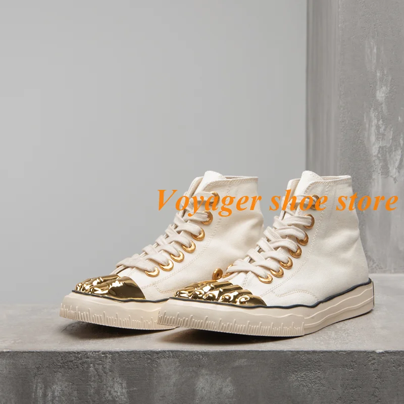 Men's Special Design Gold Five Finger Patchwork Sneakers Pointed Toe Flat Lace Up Spring Autumn Fashion Matching Casual Shoes