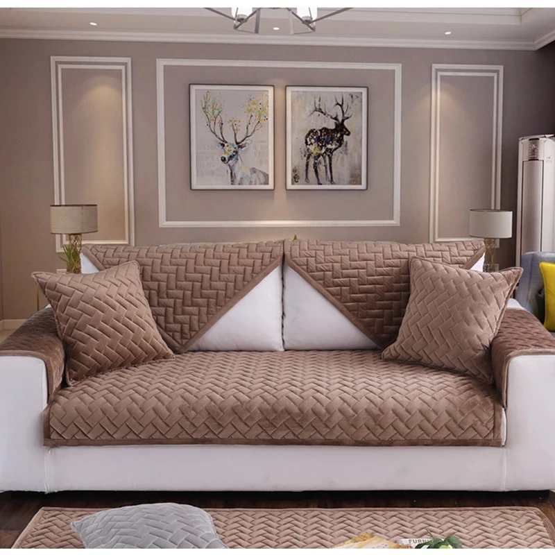 

Thicken Flannel Sofa Cover Slip Resistant Slipcover Seat European Couch Cover Sofa Towel for Living Room Decor Single Piece