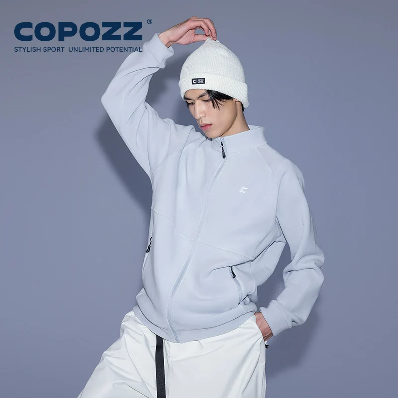 COPOZZ Winter Spring Warm Fleece Jacket Men Women Pure Color Sweatshirt Coats Outdoor Snow Ski Jacket Linner Female Adult