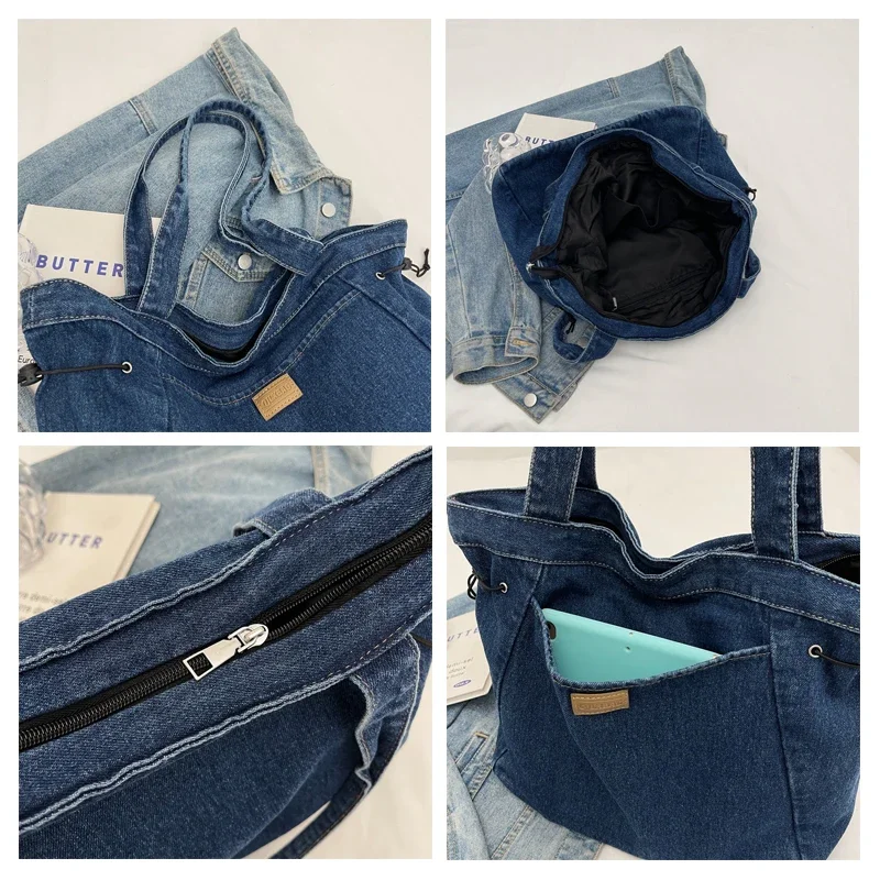 Borsa da donna in denim quotidiano Borsa a tracolla per jeans nuova Borsa a tracolla in tela Y2K Borsa ecologica grande Shopper coreano Borse con