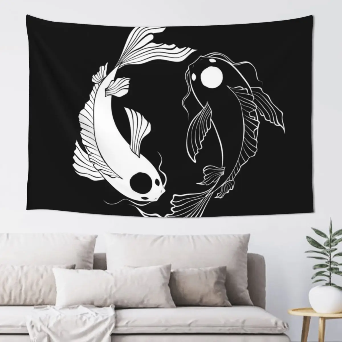 

Tui and La - Yin and Yang Koi Fish Tapestry Nordic Home Decor Aesthetic Room Decors Wall Decor Bedroom Decor Tapestry