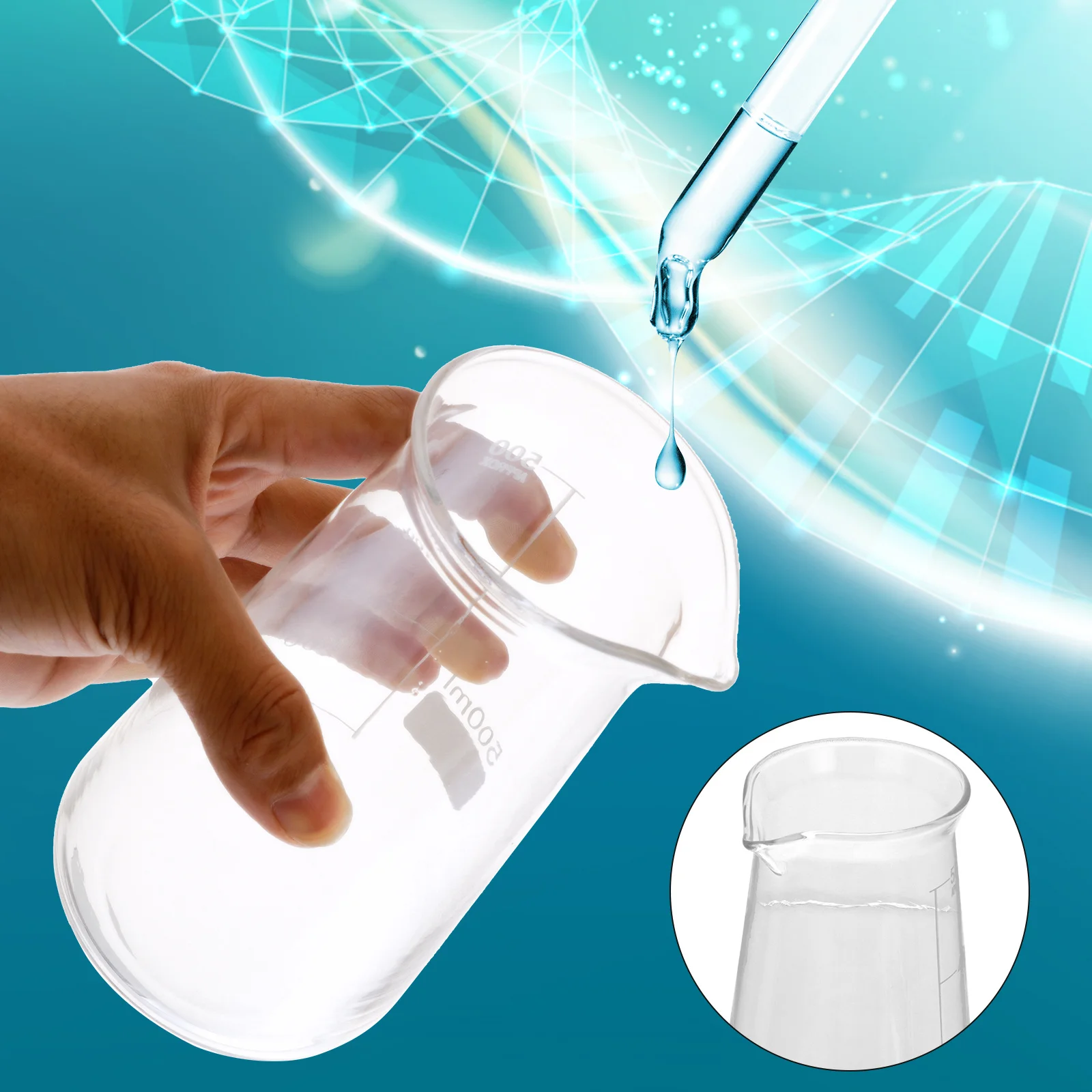 

Graduated Glass Beaker with Precise Scale for Measuring Liquid Dry Ingredients Heat Resistant Lab Beaker for Science Experiment