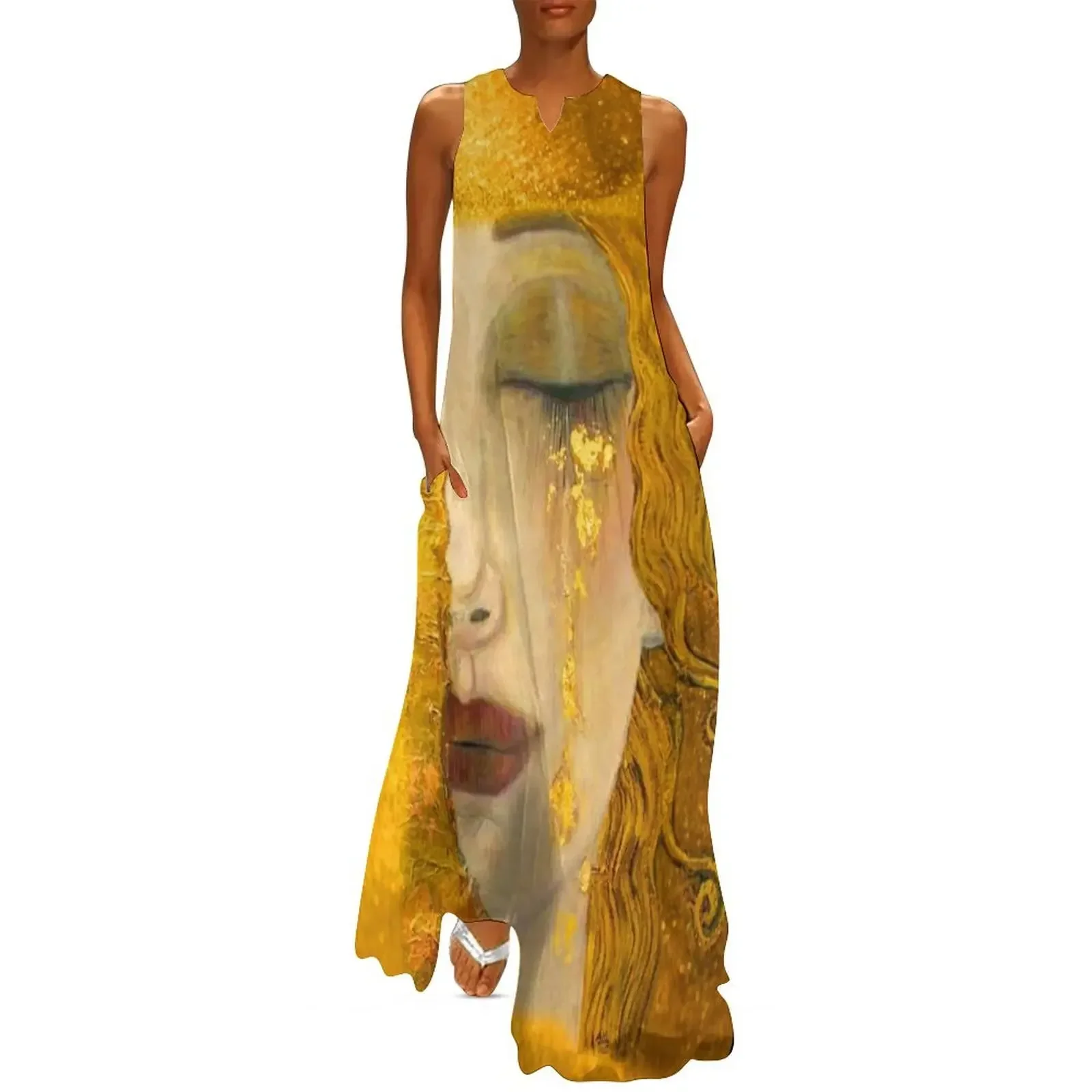 

Gustav Klimt Freya's Tears| Gustav Klimt - golden tears Long Dress beach dress Summer skirt Dress