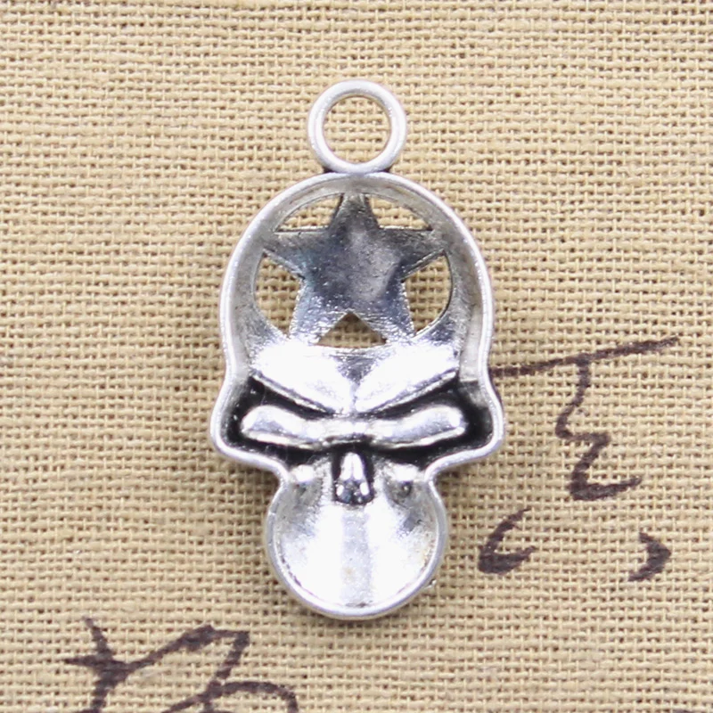 6pcs Charms Star Skull Skeleton Head 37x20mm Antique Silver Color Pendants DIY Crafts Making Findings Handmade Tibetan Jewelry