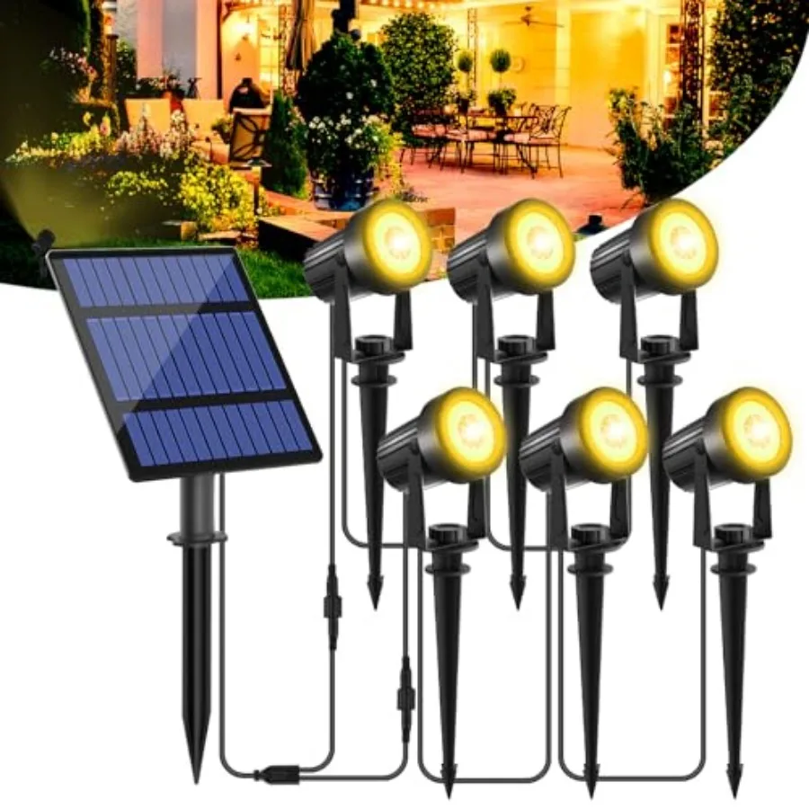 

Солнечные прожекторы для улицы, рождественские, теплый свет 3000K, ландшафтные прожекторы IP65 водонепроницаемые, с раздельной панелью и кабелем 9,8 футов