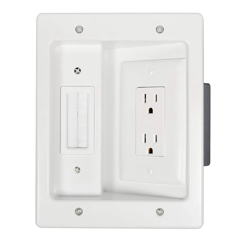 Recessed Outlet Box In Wall Cable Management Kit 15A 125V Hide TV Power Cables & Low Voltage Wires Behind The Wall