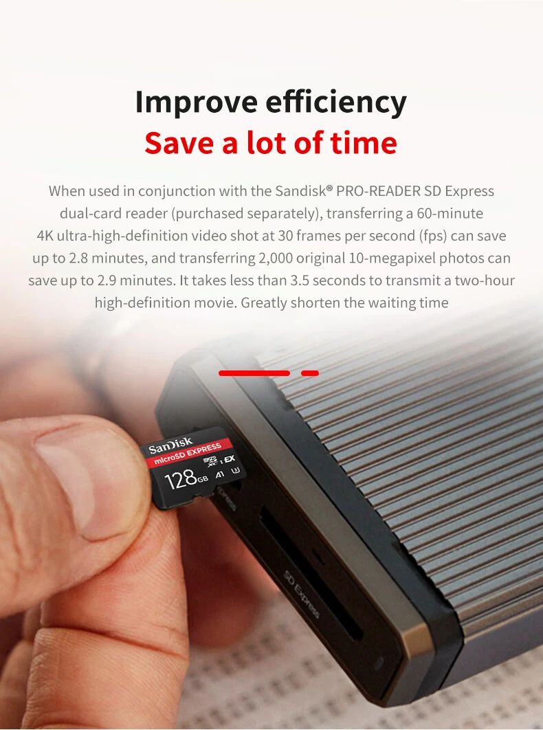 SanDisk MicroSD Express Karte 128GB 256GB A2 5.3K NVMe TF Speicherkarte für Tablet UAV Switch 2 Max 880Mb/s Micro SD Karte für Telefon – Detail 4