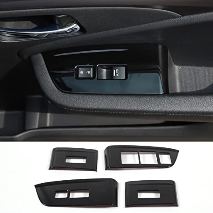 

4PCS Window Lift Switch Panel Frame Cover Trim for Honda Pilot 2016-2022/ Passport 2019-2023, ABS Material Car Door Window Glas