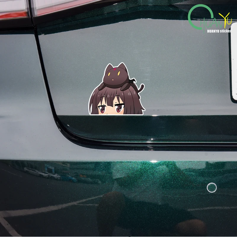 for Konosuba Wizard Neko Peeker Fine Decal Fashion Scratch-proof Car Sticker 3D Vinyl Car Wrap Laptop