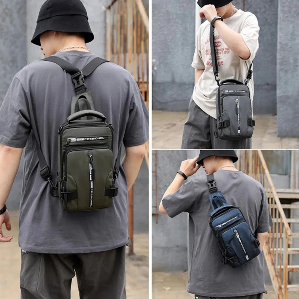 Men Sling Backpack Cross body Shoulder Chest Bag withUSBChargingPort Travel Waterproof Nylon Male Multipurpose Messenger Bags-ll