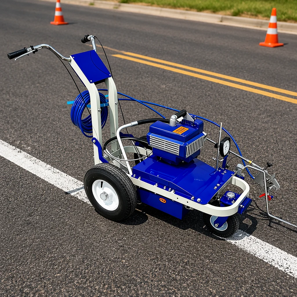 Cold Spray Road Marking Machine Electric Hand Push Dual Power Indoor Outdoor Road Marking Equipment
