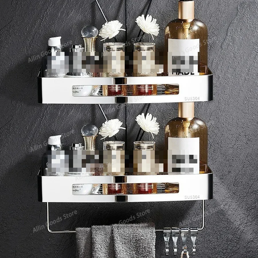 304 stainless steel bathroom triangular stand with square storage rack