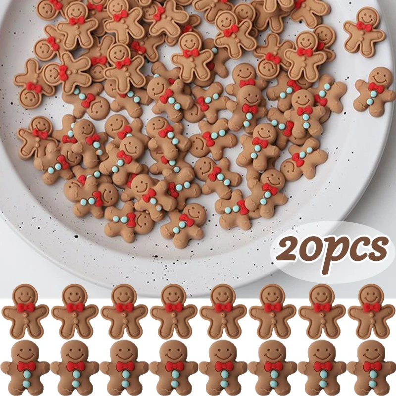 1/20pcs DIY Cartoon Christmas Gingerbread Man Charms Resin Pendants for Making Earring Jewelry Keychain Jewelry Accessories