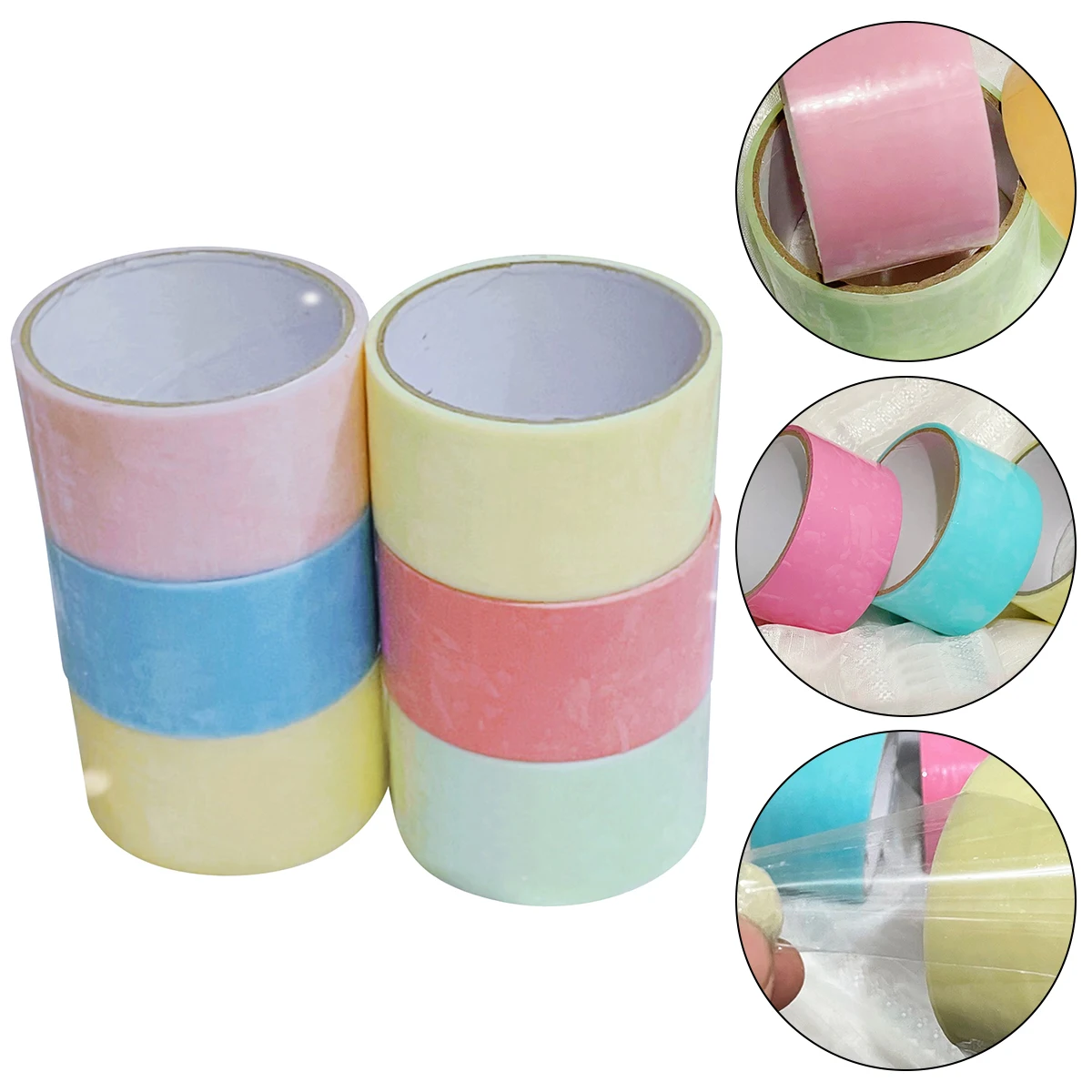 

6 Rolls Sticky Colorful Adhesive Stress Relief For Kids Elastic Ball Craft Tape Light Weight Vibrant Colors Fidget