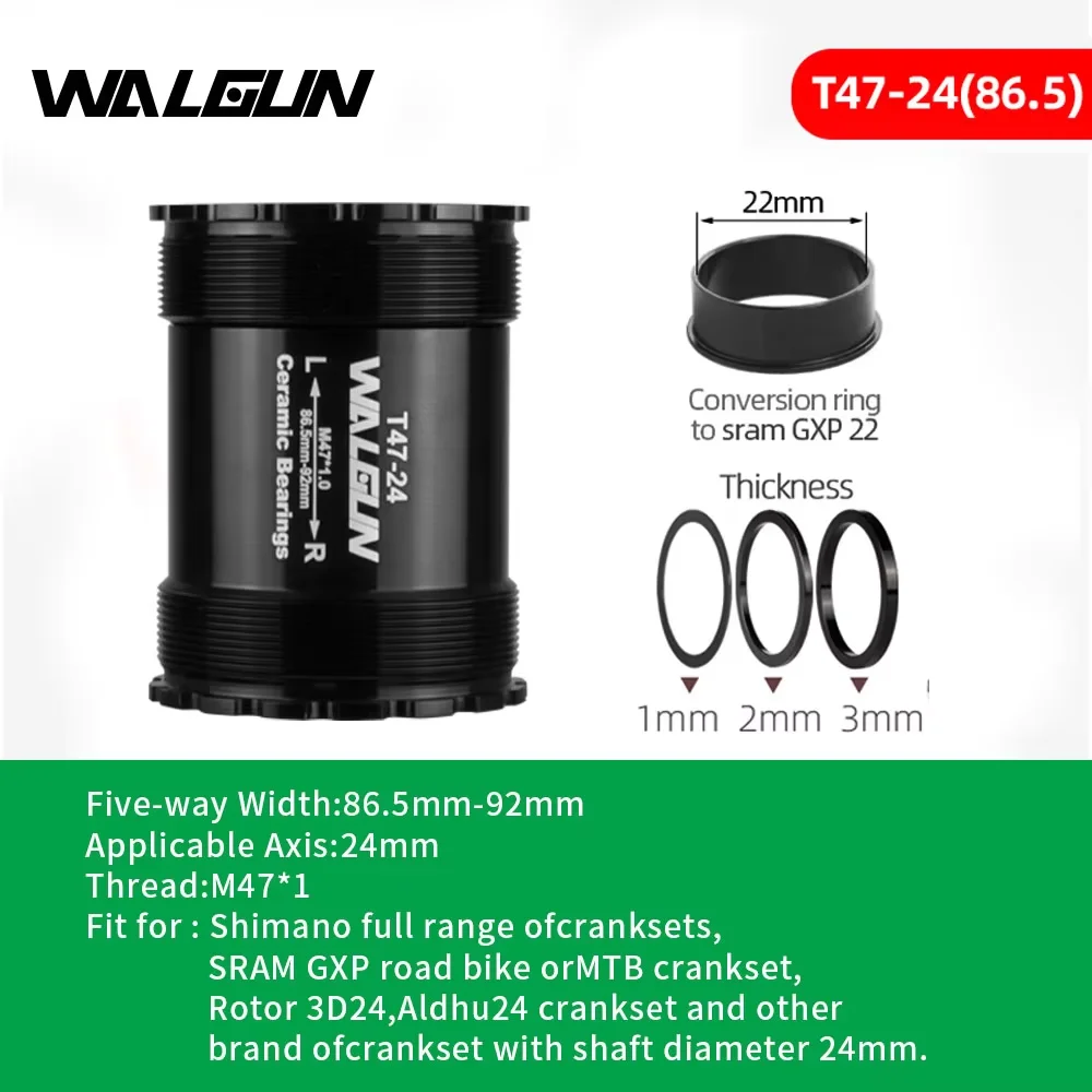 WALGUN T47 Fahrrad-Innenlager mit Keramiklagern 86 86,5 92 Innengewinde BB für 24/22mm Rennrad- und Mountainbike-Kurbelgarnituren – Detail 1