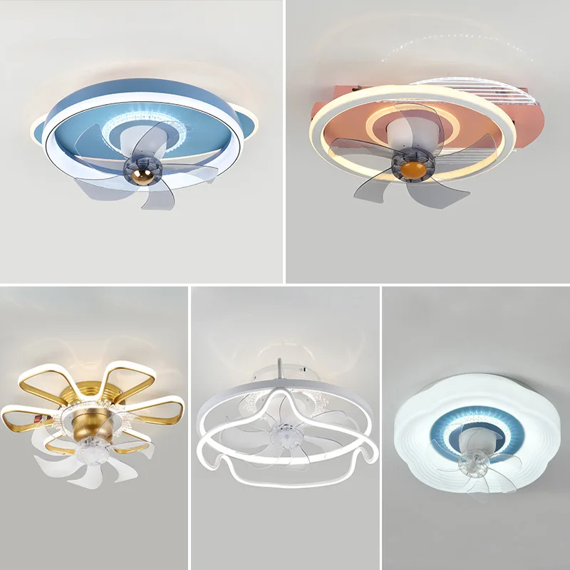 Bedroom Fan Lamp Ceiling Light Shaking Head Electrodeless Dimming App Control Modern Simple 2023 New Children's Bedroom