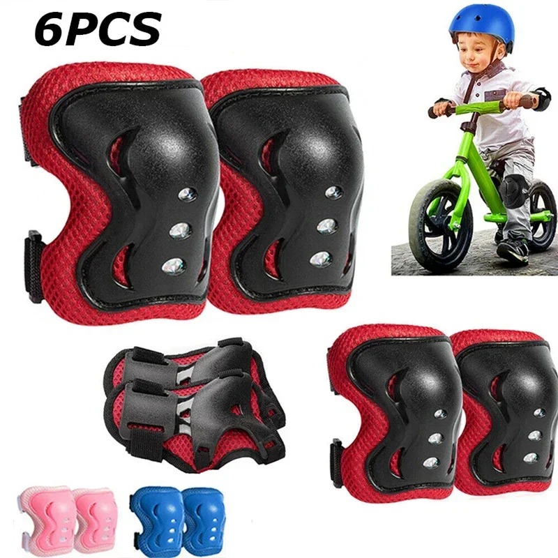 6PCS Kid Protective Gear Set Knee Wrist Elbow Guard Pads Bicycle Skateboard Ice Skating Knee Protector Guard Sport Safety Parts