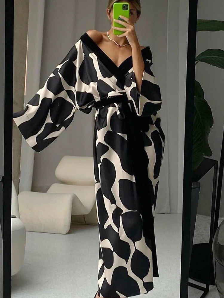 Hiloc Ankle-Length Sexy Robes For Women Bathrobe Three Quarter Sleeve Winter Robe Women\'s Dressing Gown 2024 Night Nightgown