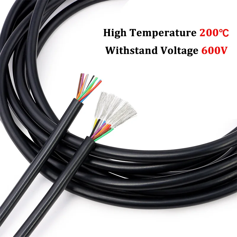 1/5M Silicone Wire Cable T12 Soldering Iron Station 2 3 4 5 6 8 10Cores Tinned Copper PTFE Insulation High Temperature Line
