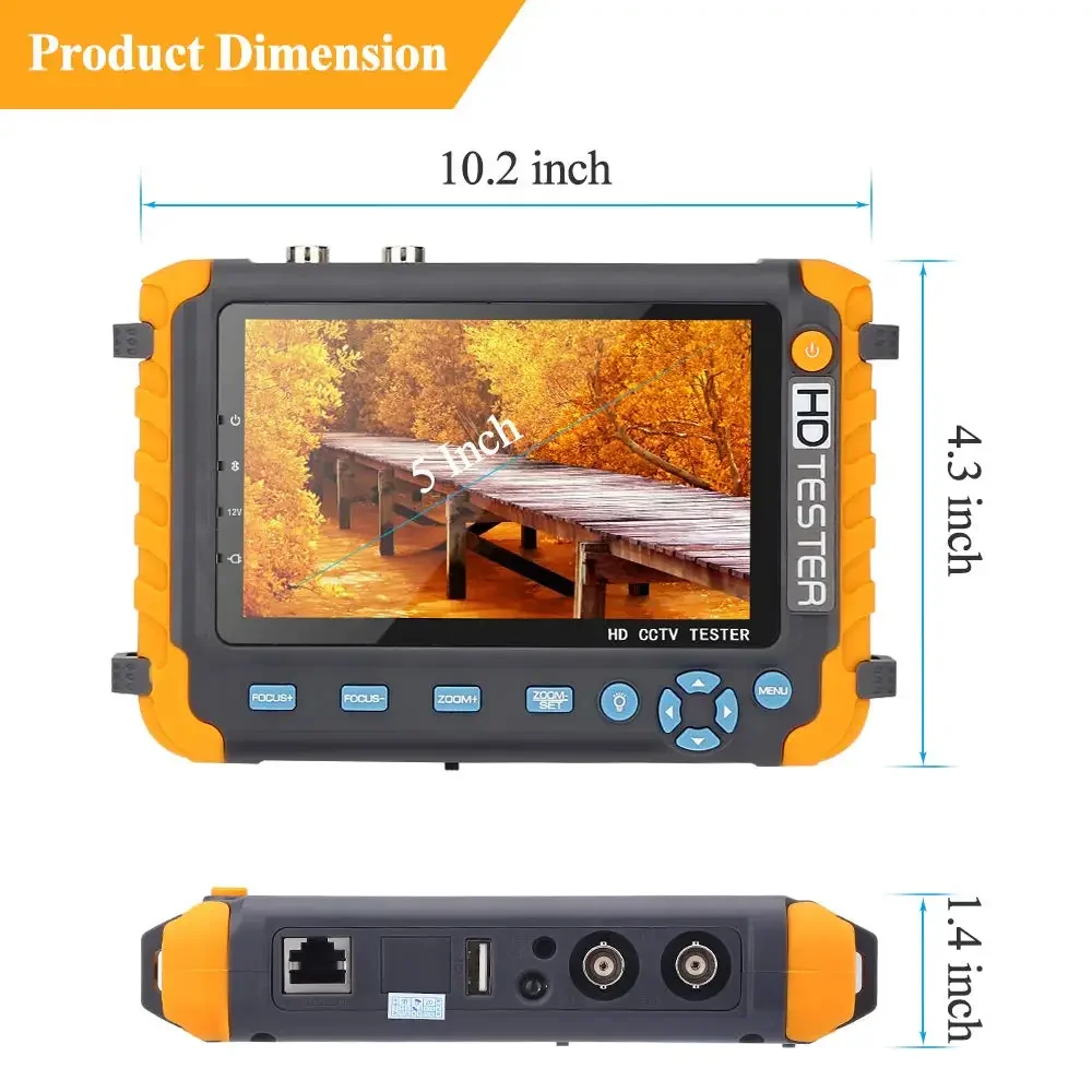 8MP CCTV Camera Tester Monitor ADH CVI TVI CVBS 4 In1 Security Cameras HD Coaxial Tester HDMI VGA Input CCTV Tester Mini Monitor