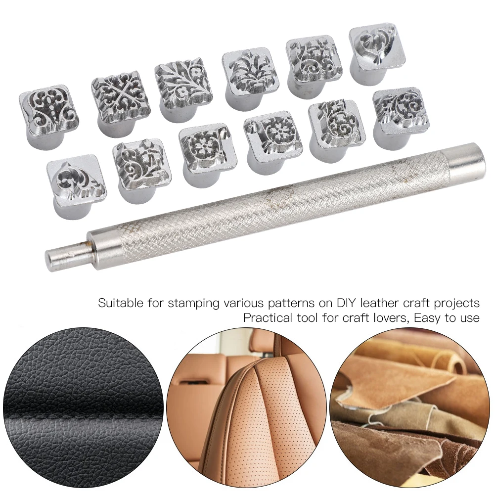 Zinc Alloy Stamping Punch Tool Stamping Punch Tool Tang  Flower Design DIY Vegetable Leather Stamper + Handle