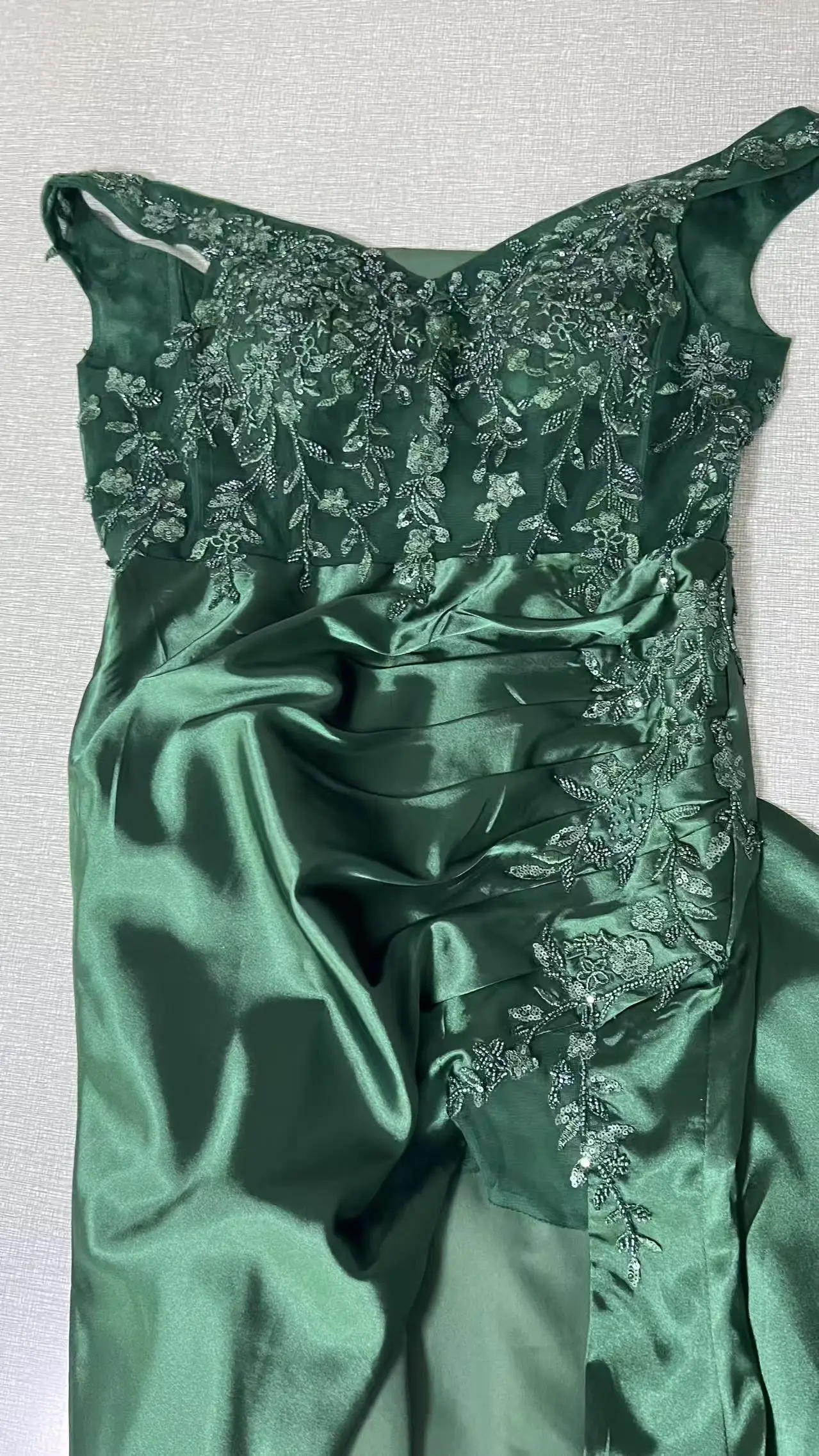Mermaid Lady Evening Dress Sexy Prom Formal Pendant Long Sleeveless V-Neck Satin Temperament Slim High Slit Appliqué 2023