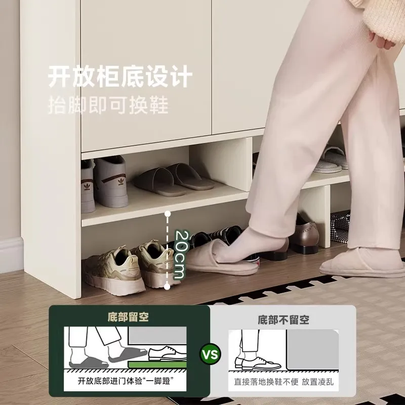 Solid wood oak shoe cabinet household cream throttle outer building outer road entrance