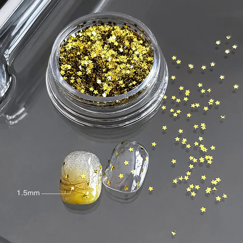 1 doos 3D glanzende ster nail art pailletten ster glitter pailletten vlokken DIY manicure ornamenten nagelbenodigdheden