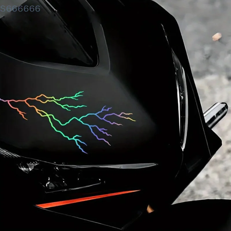 1 unidad para DIY, carenado frontal de motocicleta, tanque de combustible, casco, calcomanías de vinilo, decoración de Scooter, grieta, relámpago, pegatina creativa para motocicleta