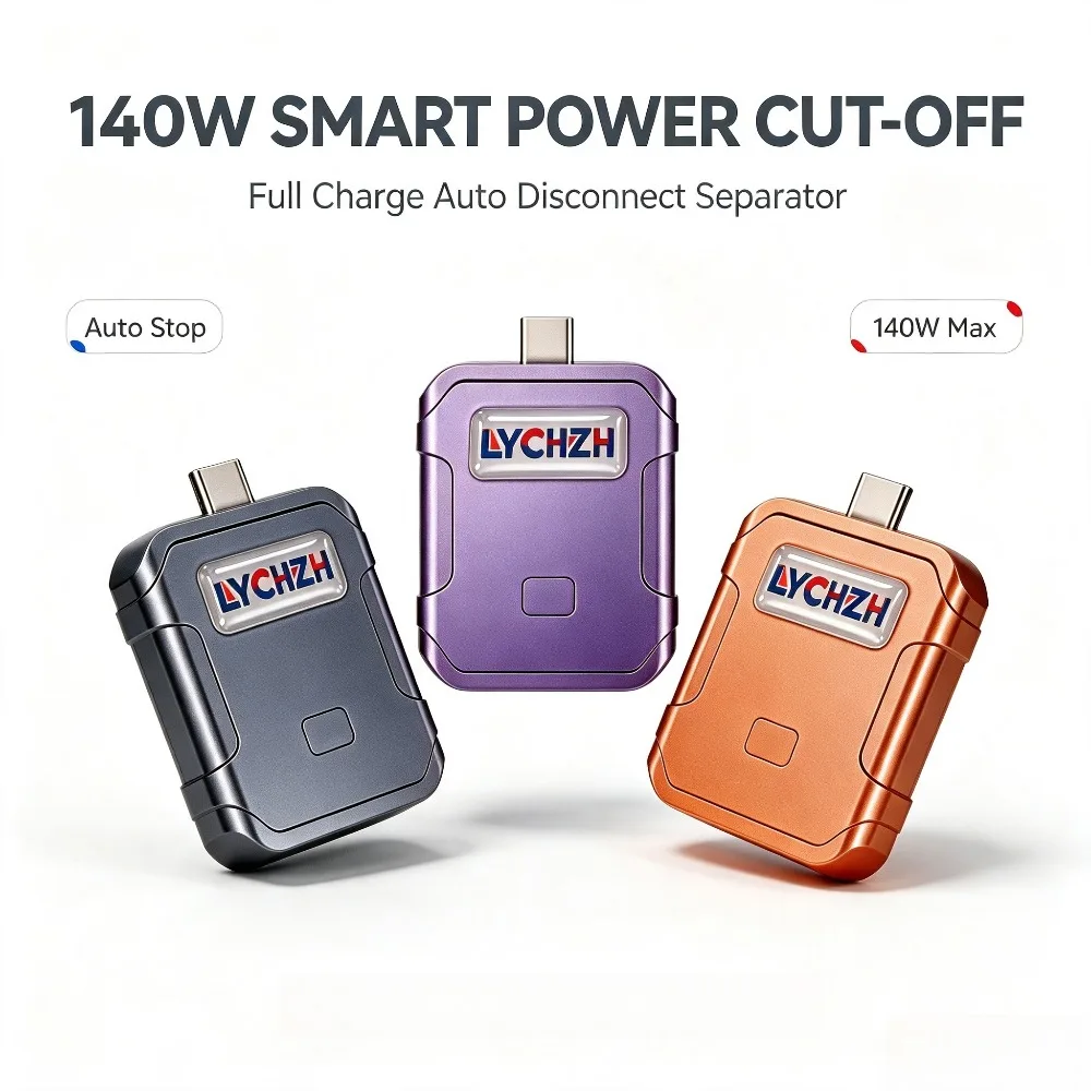 Chargeur intelligent 140W avec protection contre les surcharges, arrêt automatique et adaptateur pour appareils Type-C