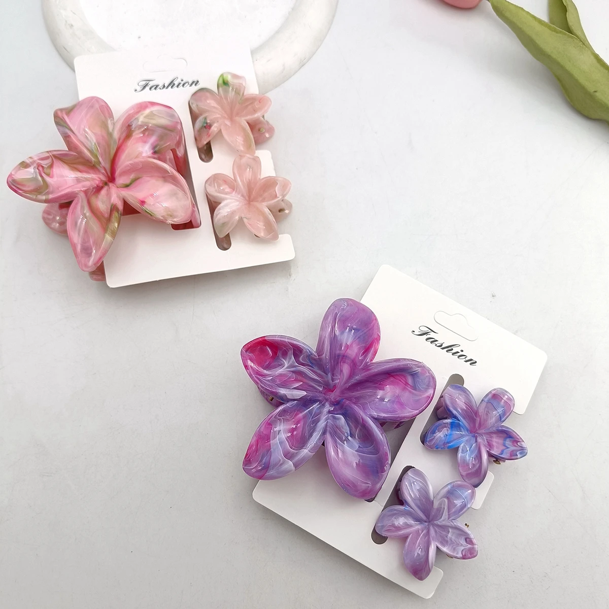 3/6/9/12 Stück Hawaiianische Haarspangen mit Farbverlauf und Blumenmuster für Damen und Mädchen, modische, rutschfeste Haarspangen aus Kunststoff, Haar-Accessoires – Detail 14