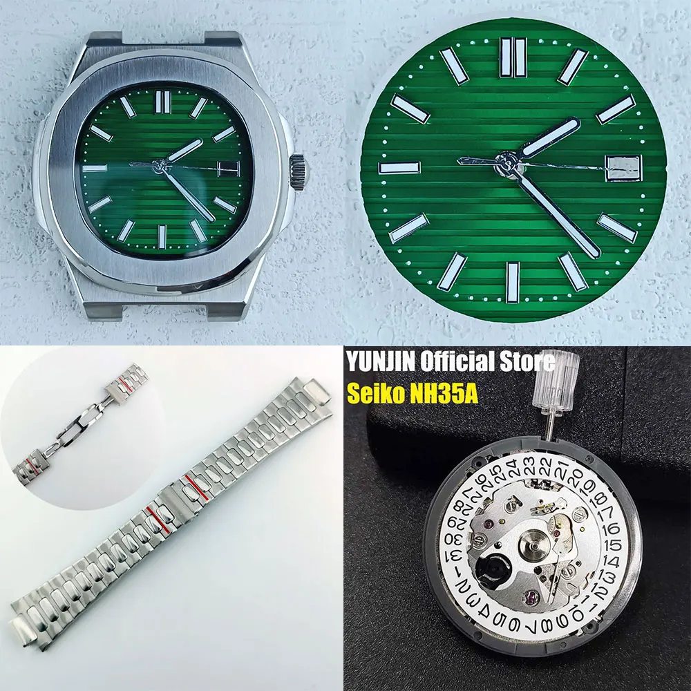 43mm NH35 Silver watch case suitable for NH35 movement mounting 316L stainless steel sapphire glass 10bar waterproof