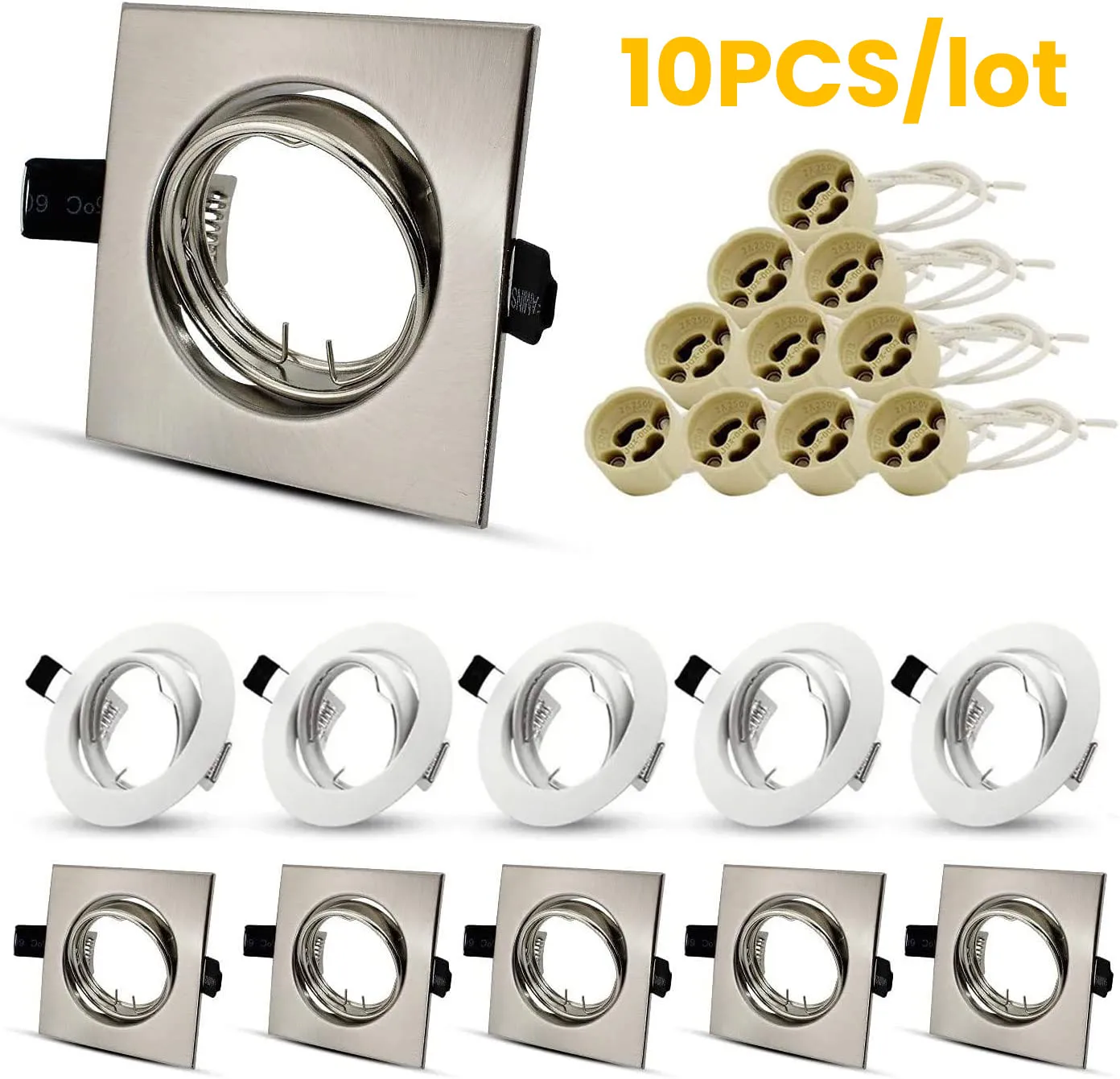 

Recessed LED Downlights Frame Round Fixture Holders Adjustable Cutout for MR16 GU10 Bulb Holder Recessed LED Spot light