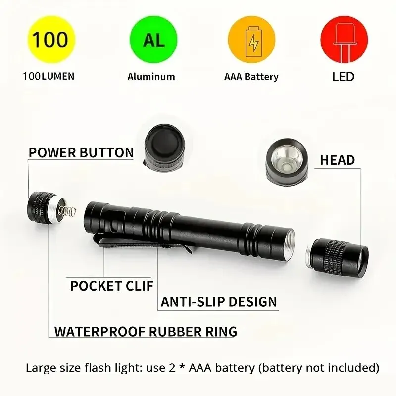 1pc Mini Portable LED Pen Light Pocket Ultra Bright High Lumens Handheld Flashlight Linterna Torch For Camping Outdoor Emergency