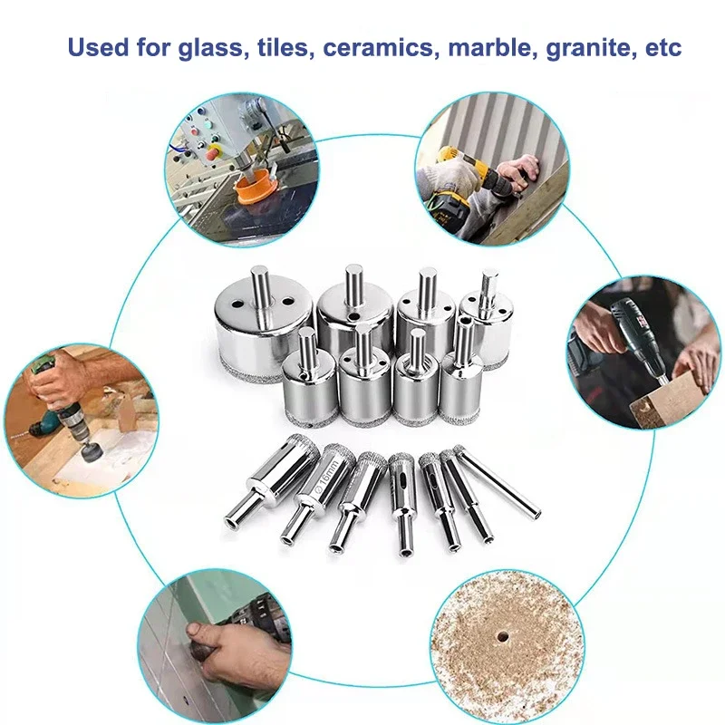 15pcs 6-50mm Diamond Coated Hole Saw Core Drill Bit for Porcelain Tile Marble Glass Ceramic cutting tools Drill