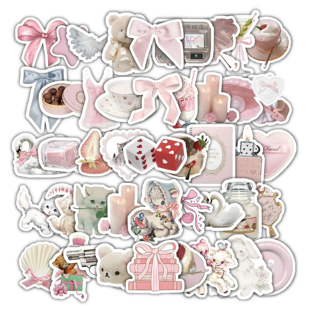 

10/30/60pcs INS Style Pink Coquette Graffiti Stickers Aesthetic Cute Ballet Girl Decoration Decals for Laptop Phone PVC Sticker